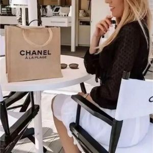 Authentic Chanel novelty tote bag material linen